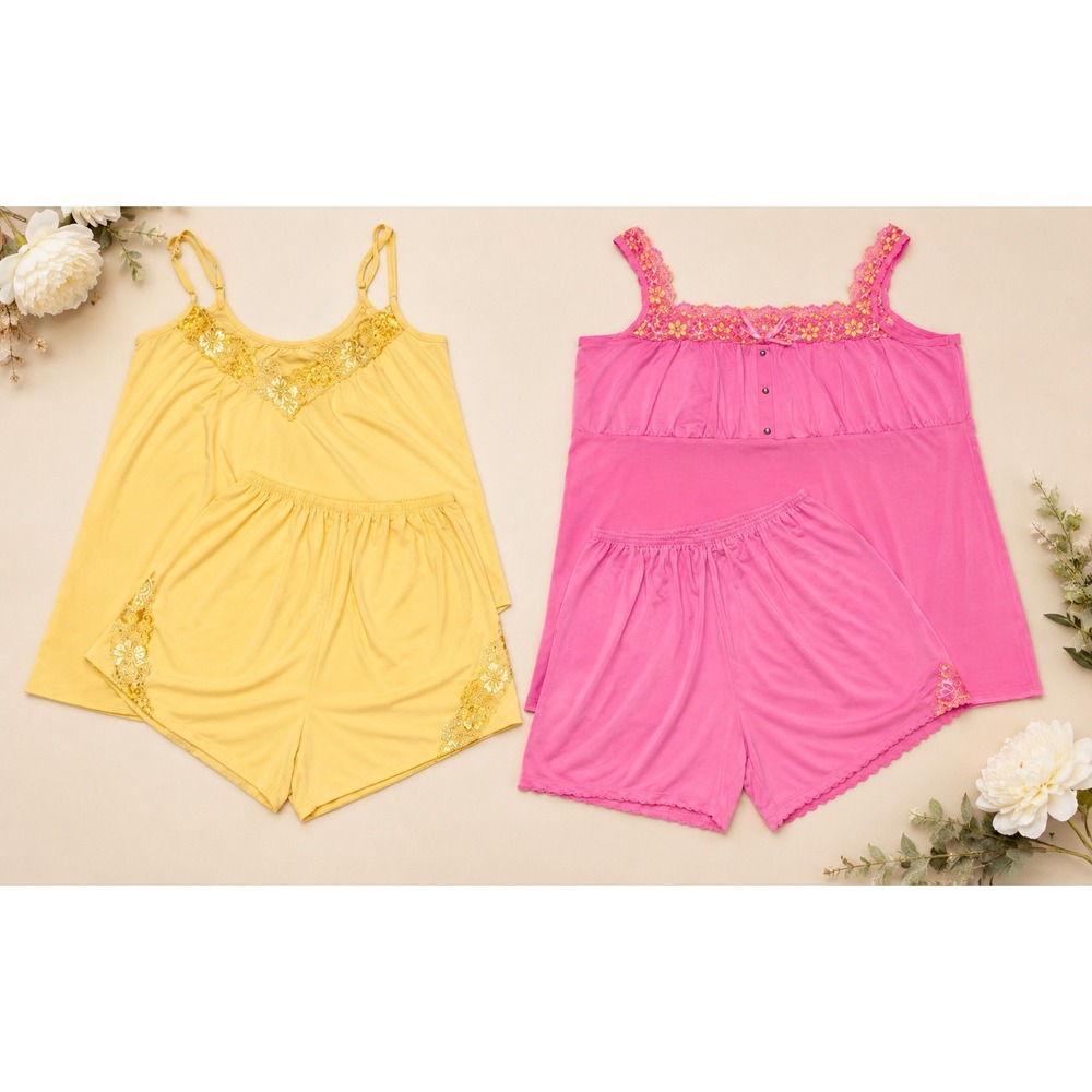 Bundle of 2 Ngan Fine Womens Pajama Sets Tagged XXL Fits L XL Lace Sleepwear